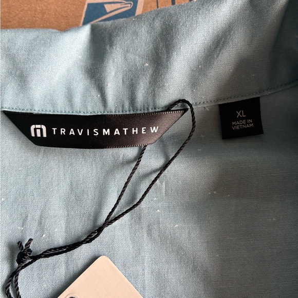 Travis Mathew Windy Bay Short Sleeve Dusty Blue Button-Up Shirt Size XL NWT - Picture 6 of 11
